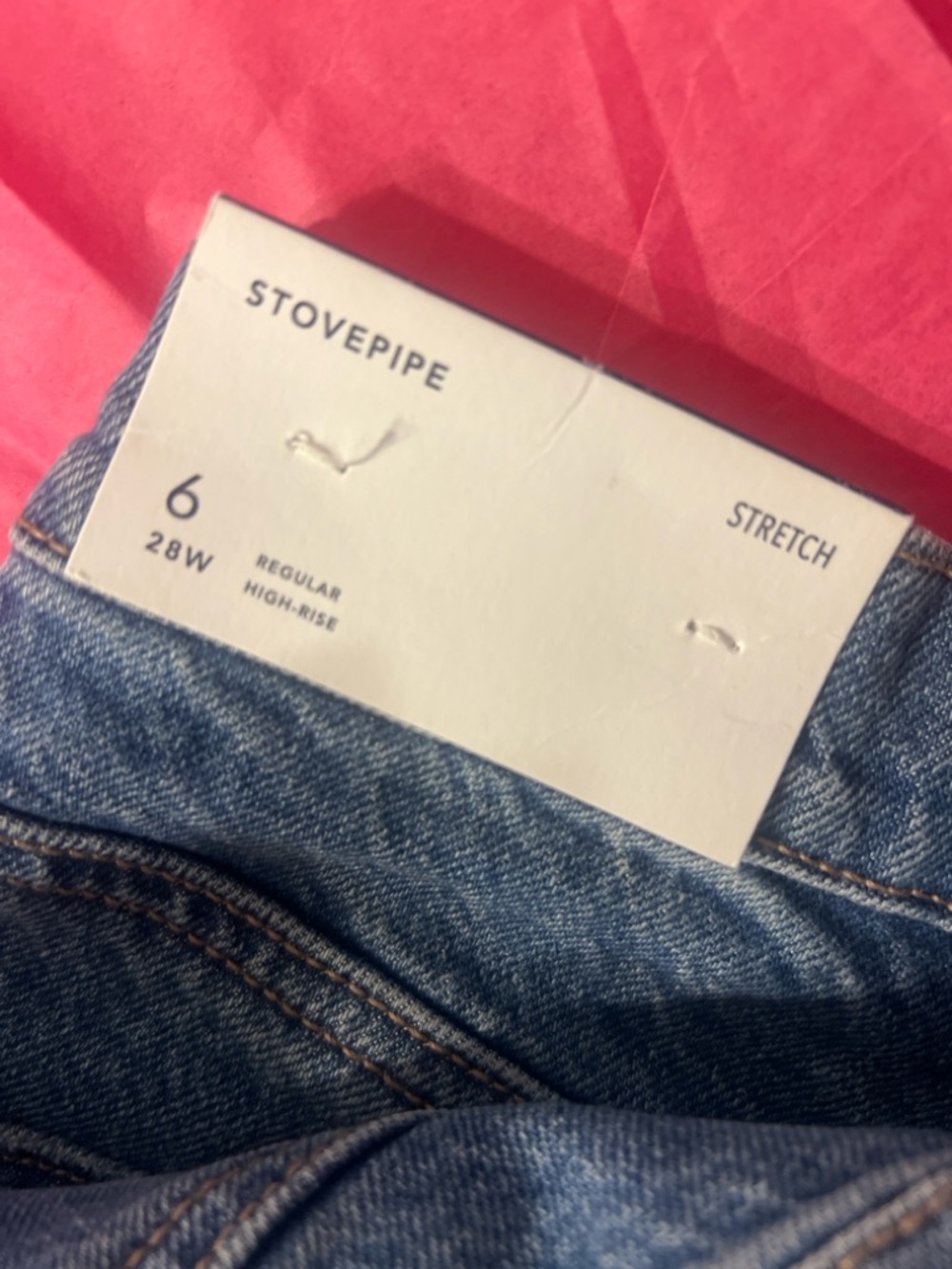 American Eagle Stovepipe Jeans Size 6 High Rise Straight Leg Distressed NWT - Picture 5 of 5